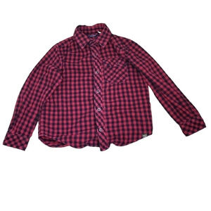 L.L.Bean Buffalo Plaid Red Black Snap Shirt